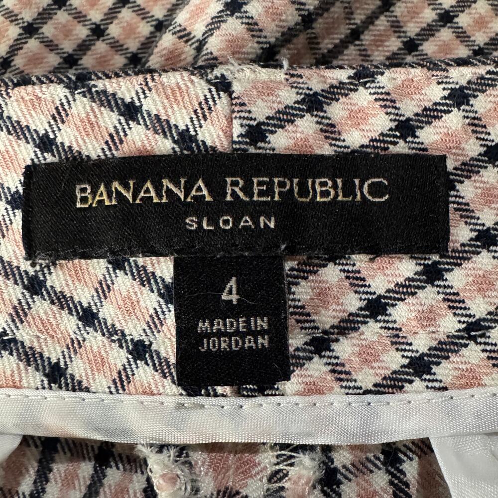 Banana Republic SZ 4 Sloan Dress Pants Mid-Rise Plaid Pockets Stretch Zip-Fly - Picture 8 of 9